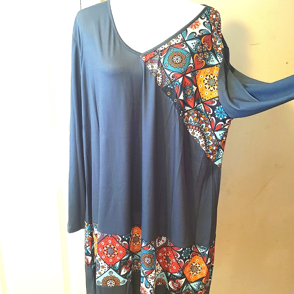 Tendency Midi Dress Sz-XXL Green/ Gray Multi
